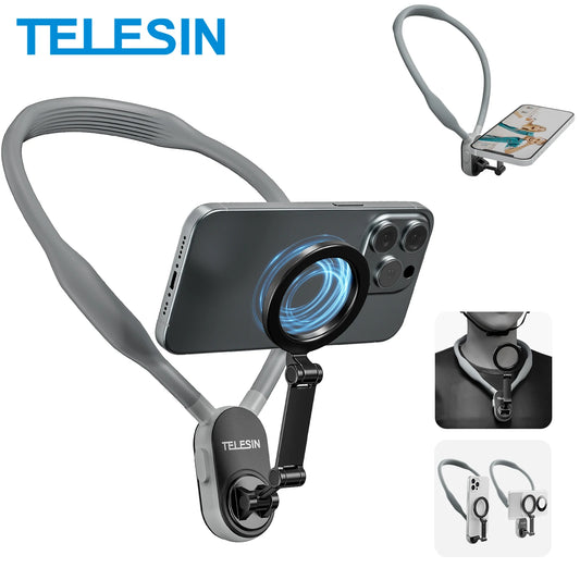 TELESIN Silicone Magnetic Quick Release Neck Mount Hold for Iphone 15 14 13 12 11 SAMSUNG HUAWEI XIAOMI Smart Phone Accessories