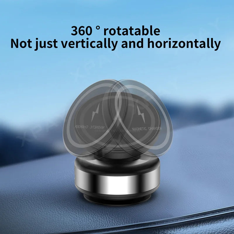 Car Magnetic Vacuum Phone Holder 360° Swivel Wireless Charging Bracket Dashboard Support GPS in Car For iPhone 14 15 Samsung