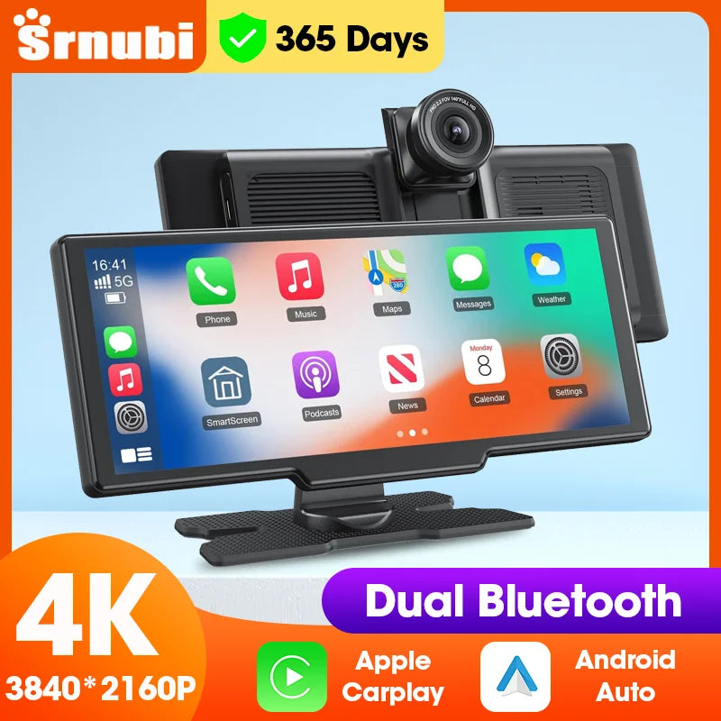 10.26" Dash Cam 4K DVR Car Mirror Video Player Wireless Carplay Android Auto Car Monitor Multimedia GPS Rearview Cam Dashboard