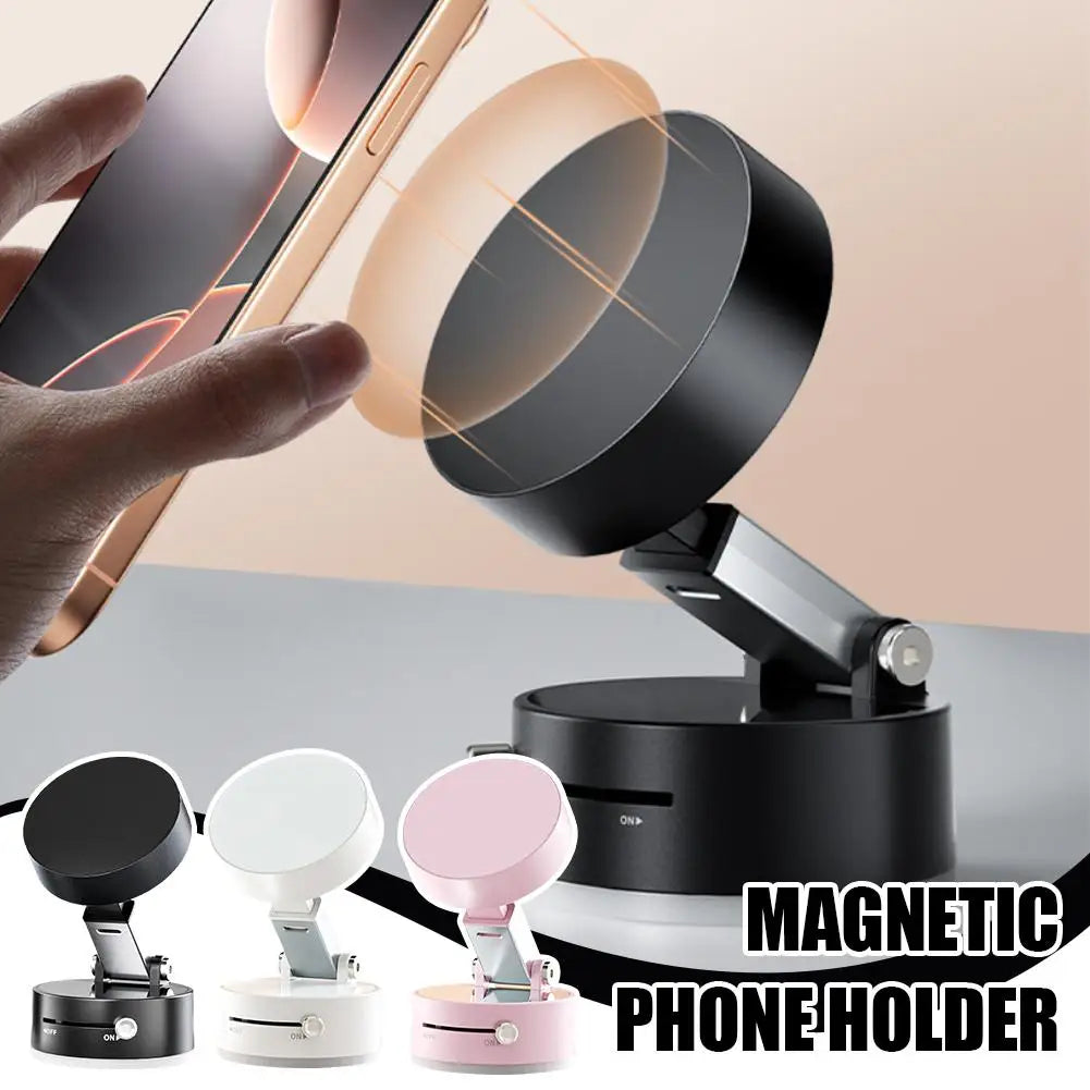 Bonola Mobile Phone Vacuum Suction Cup Holder Foldable For IPhone/ Android Kitchen Lazy Vacuum Double Sided Magnetic Bracke P5D7